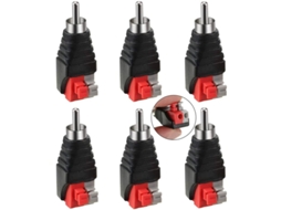 Conjunto de 6 Adaptadores Cabo Rca para Alto falante, Incluindo Subwoofer, Macho Av, com 2 Terminais Parafuso, Vídeo e Áudio, Tipo Balun Pre AQUAFORGE