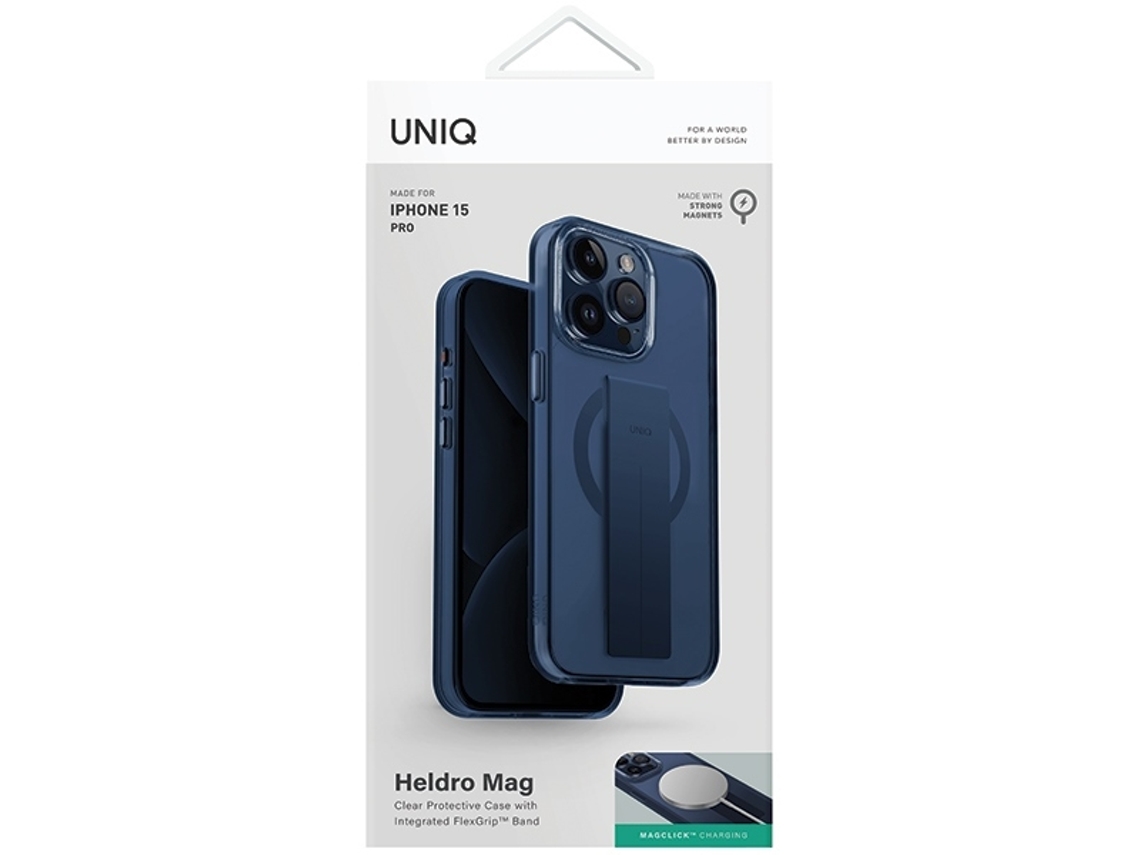 Capa Ultramarino Profundo para iPhone 15 Pro UNIQ Pele Sintética Azul