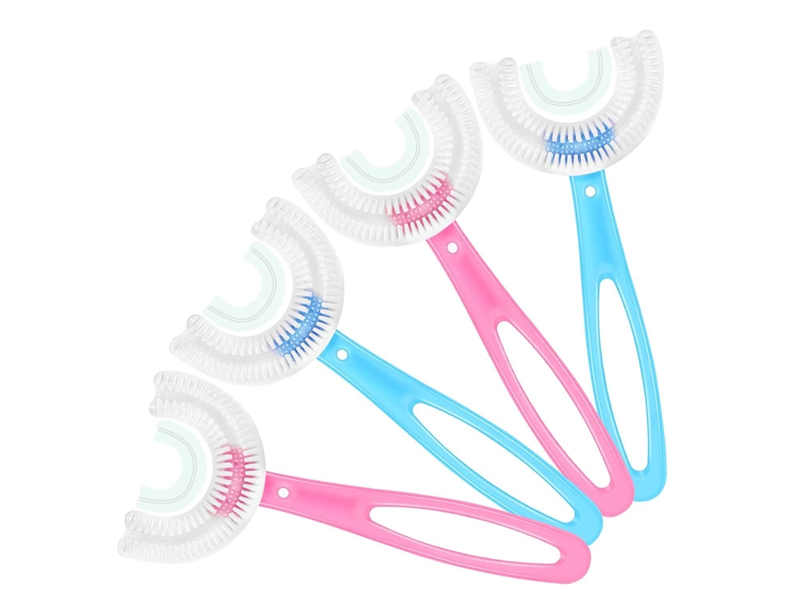 Kit com 4 Escovas de Dentes Infantis em Formato U Cabeça Silicone para Clareamento e Massagem. Escova Dente S Toda a Boca Ca GOKOCO