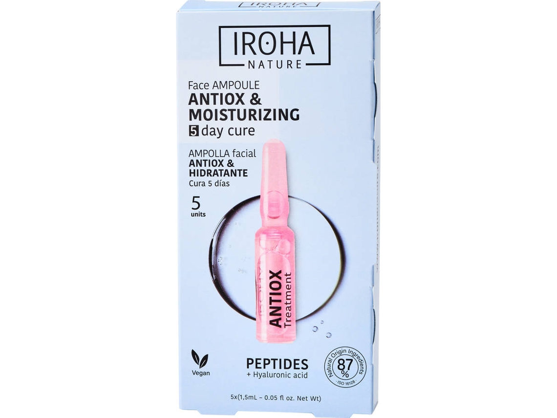 Ampolas de Rosto IROHA NATURE Peptídeos Ativos Antiox Tratamento (5 x 1,5 ml)