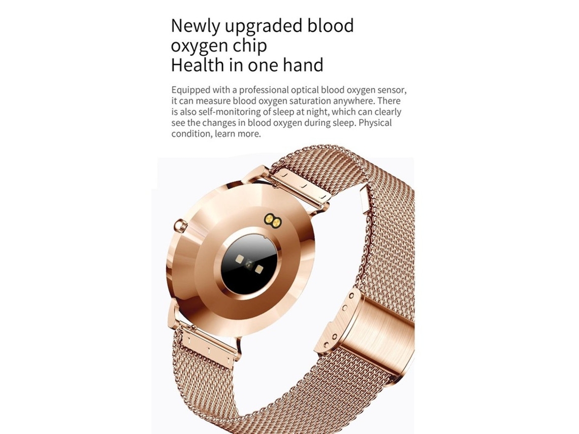 Smartwatch Bestvite T8 para mulheres e lares, tecido amoled de 1,32 polegadas, aparência minimalista ultrafina, 6,8 mm, dourado Bestvite