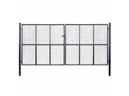 Vidaxl Portão De Jardim Em Tela De Aço Galvanizado 400x175 Cm Cinza