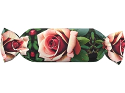 Almofada Cilíndrica Formato de Doce com Estampa Rústica Rosas 100 % Poliéster Ideal para Viagens, Casa e