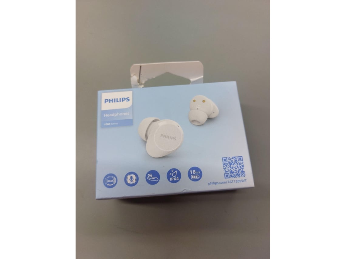 Auriculares Bluetooth True Wireless PHILIPS TAT1209WT (Outlet Caixa Aberta - In Ear - Microfone - Noise Cancelling - Branco)