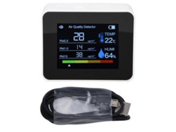 Medidor De Qualidade Do Ar 8 Em 1 Com Tela Colorida E Detector De Co2 Em Tempo Real Para Tvoc Hcho Pm2.5 Pm1.0 Pm10 Branco Slowmoose
