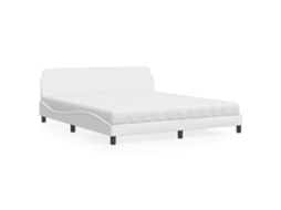 SYFAX™ Cama com Colchão Dover 180x200 Cm Couro Artificial Branco