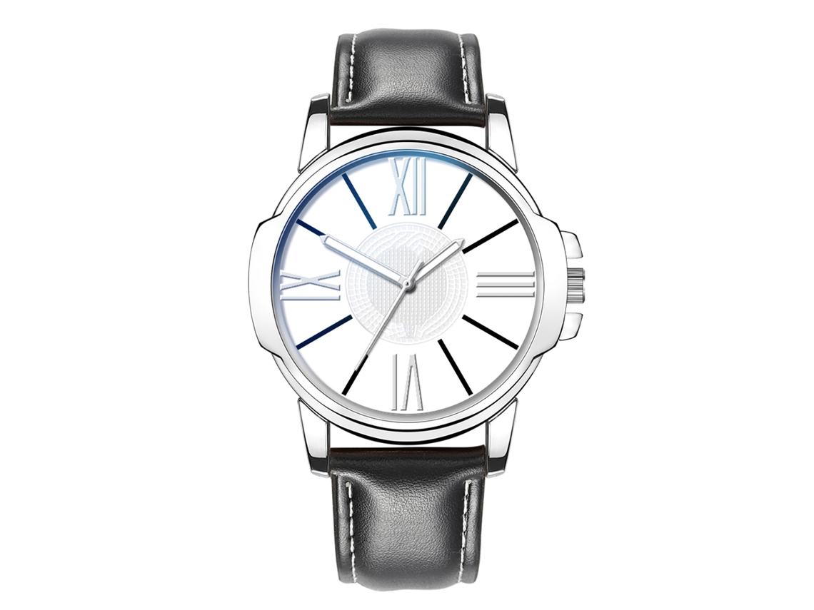 Relógio de pulso masculino de quartzo com pulseira de couro, relógio casual.