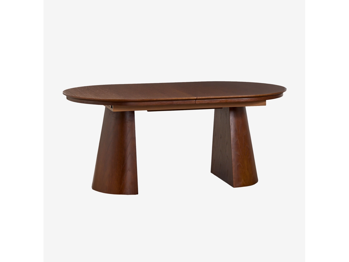 Sklum Mesa De Jantar Oval 180-240x105 Cm Extensível Em Mdf E Folheado A Carvalho Montana Mdf - Folheado A Carvalho Madeira Escura