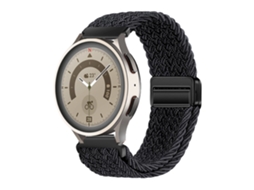 Pulseira esportiva elástica e respirável em nylon trançado com data magnética para Huawei GT6 GT5 Samsung Watch7, Nas