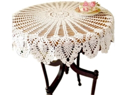Toalha De Mesa Retrô Redonda De Renda Feita À Mão Em Crochê De Algodão/capa 100 Cm (100 Cm Redonda) Branca