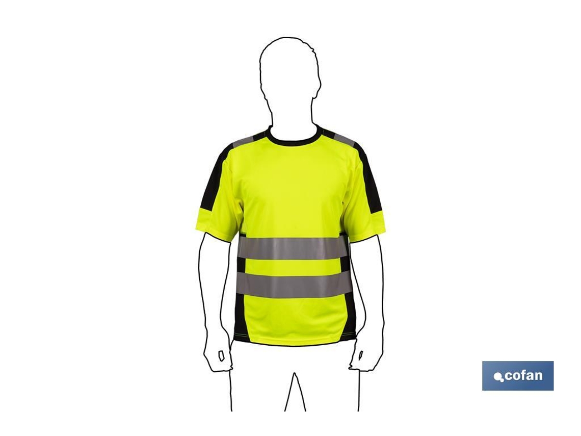 T-Shirt COFAN de Alta Visibilidade Talhas Da S a XXXL Amarelo e Preto