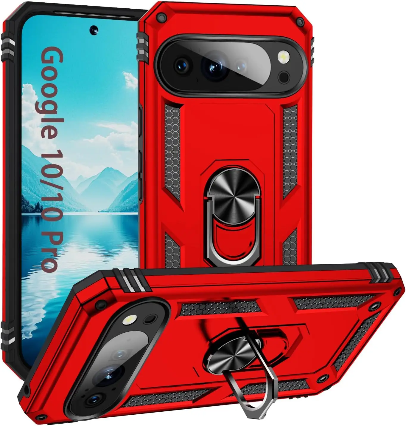 (vermelho, Google Pixel 9) Capa Magnética Para Celular Para Carro, Suporte De Anel À Prova De Choque, Capa Protetora Resistente.