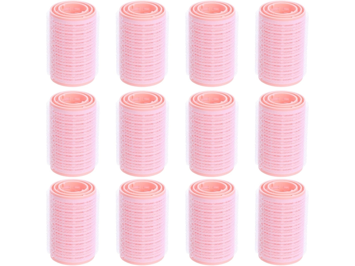12 Rolos De Cabelo Autoadesivos Rosa, Rolos De Modelagem Em Pp, Eficazes