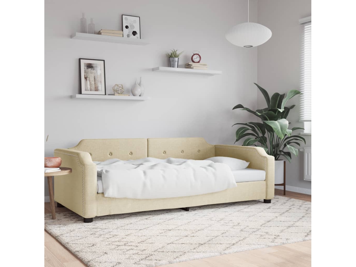 Sofá cama 90x200 cm tela crema