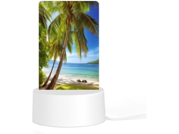 Luminária noturna LED acrílica plug and play com base de plástico, estampa Palmeiras Verdes, estampa oceânica.