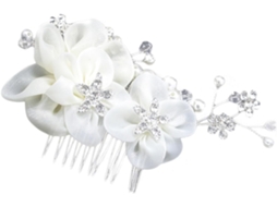 Pente De Cabelo Elegante E Delicado Com Flor De Cristal Branca, Fácil De Usar.
