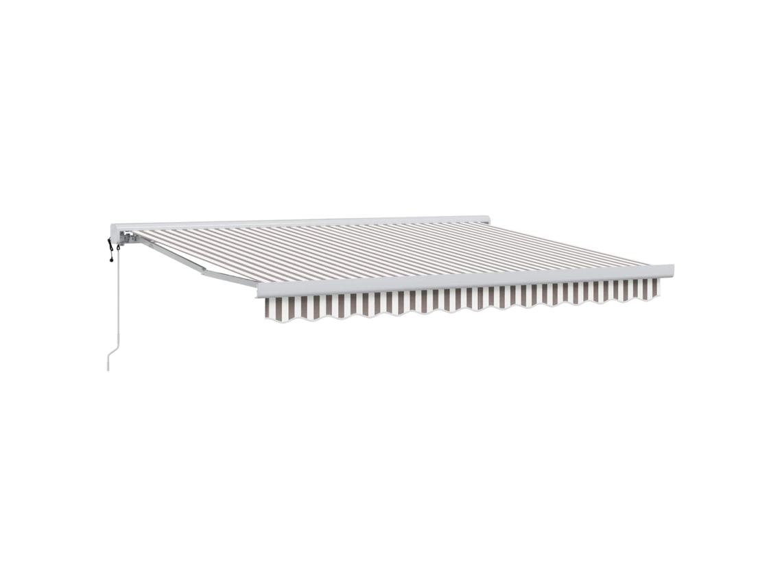 Vidaxl Toldo Cinza Claro E Branco 500 × 300 Cm Poliéster E Alumínio