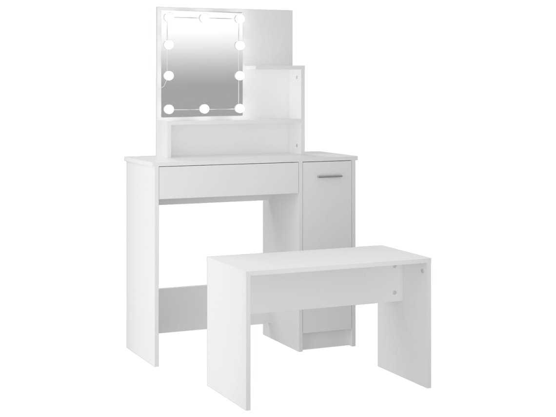 Conjunto Toucador C/ Leds Madeira Processada Branco MAISON EXCLUSIVE