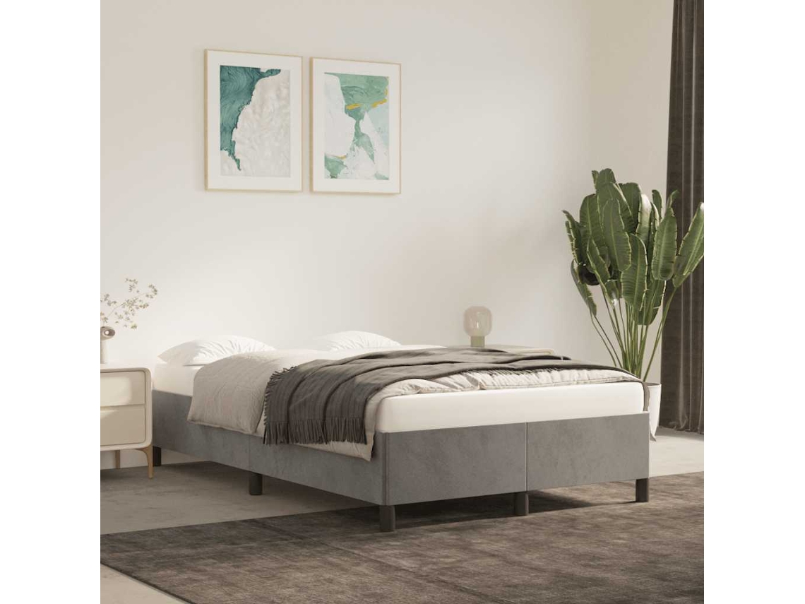 Vidaxl Estrutura De Cama Sem Colchão 120x200 Cm Veludo Cinzento-claro