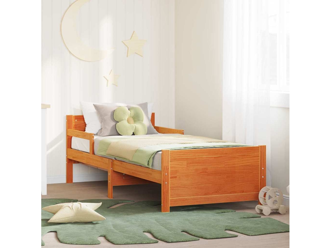 Vidaxl Estrutura Da Cama Marrom Cera 80 X 200 Cm Madeira Processada