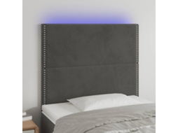 Vidaxl Cabeceira De Cama C/ Led Veludo 80x5x118/128 Cm Cinza-escuro