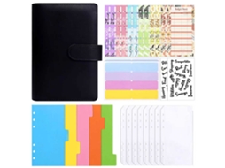 A6 Black Macaron Cute Creative Loose Leaf Notebook With Removable Cover, Home Budget Diary, Includes 8-bill Envelopes