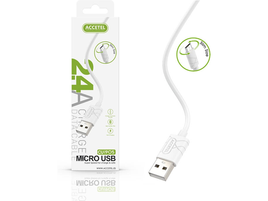 Cabo ACCETEL (Micro-USB - 25 cm - Branco)