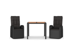 Garden Dining Set, Garden Dining Sets Vidaxl Preto Rattan / Vime (mesa Com 90 Cm De Comprimento)