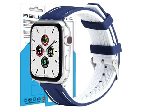 Pulseira De Silicone Sólido Beline Para Apple Watch 38/40/41 Mm Azul Marinho/branco