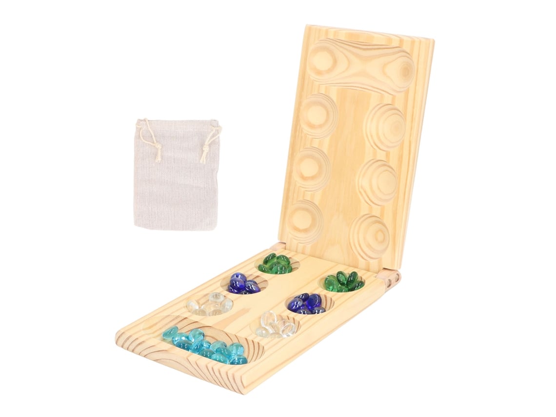 Jogo de Pedras Africanas Dobráveis de Madeira para Treinamento de Lógica e Raciocínio, Interação entre Pais e Filhos, Brinquedo Educativo Grande