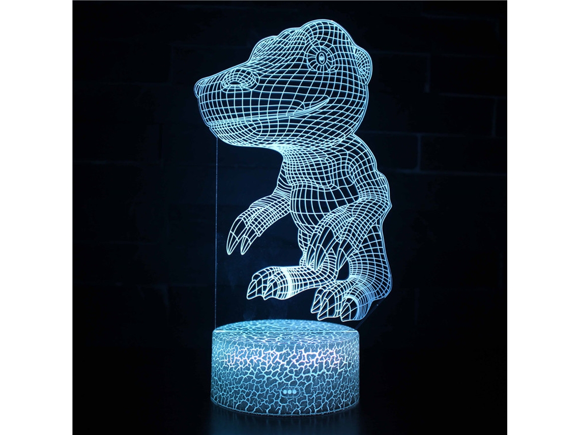 Luminária Noturna 3d Colorida da Série Dinossauro 2 com Controle Remoto de Led BRILVIBERA