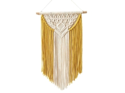 2026 tapiz de Pared Macramé Tejido a Mano Estilo Bohemio Con Cuerda de Algodón Amarillo para Regalos