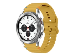 Bracelete Para Samsung Galaxy Watch 4 Classic (42mm/46mm) - Silicone Costurado Com Padrão De Onda - Amarelo