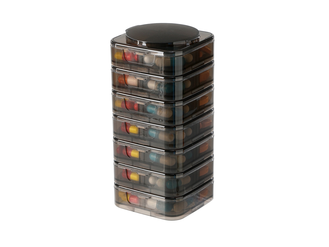 Organizador Semanal De Comprimidos Eifson 7 Dias Empilhável Desmontável Sem Bpa (preto)