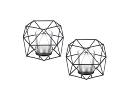 Conjunto De 2 Porta-velas Geométricos De Metal