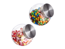 Relaxdays Frascos Para Doces 2x, 1,5 L, Frascos Transparentes Com Tampas De Aço Inox Para Armazenamento De Alimentos.