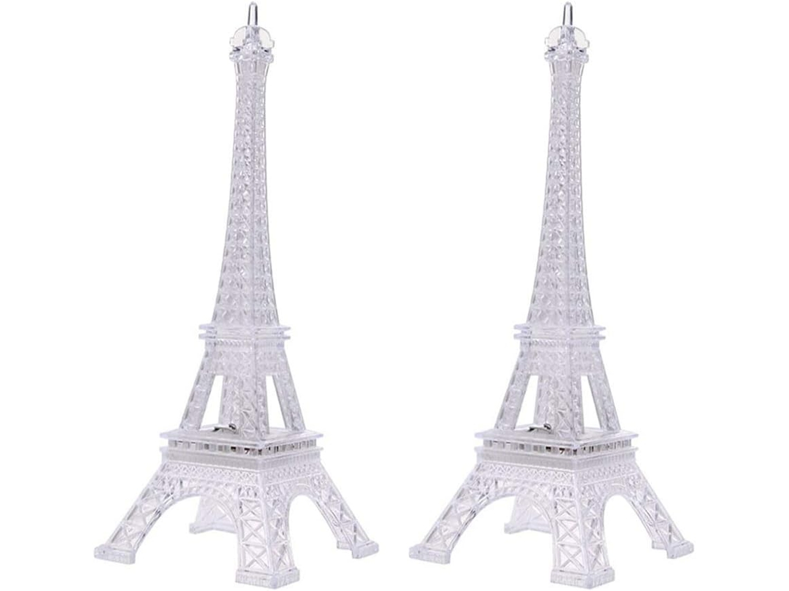 Luminária Noturna Led Torre Eiffel, 2 Peças, Plástico Prateado,