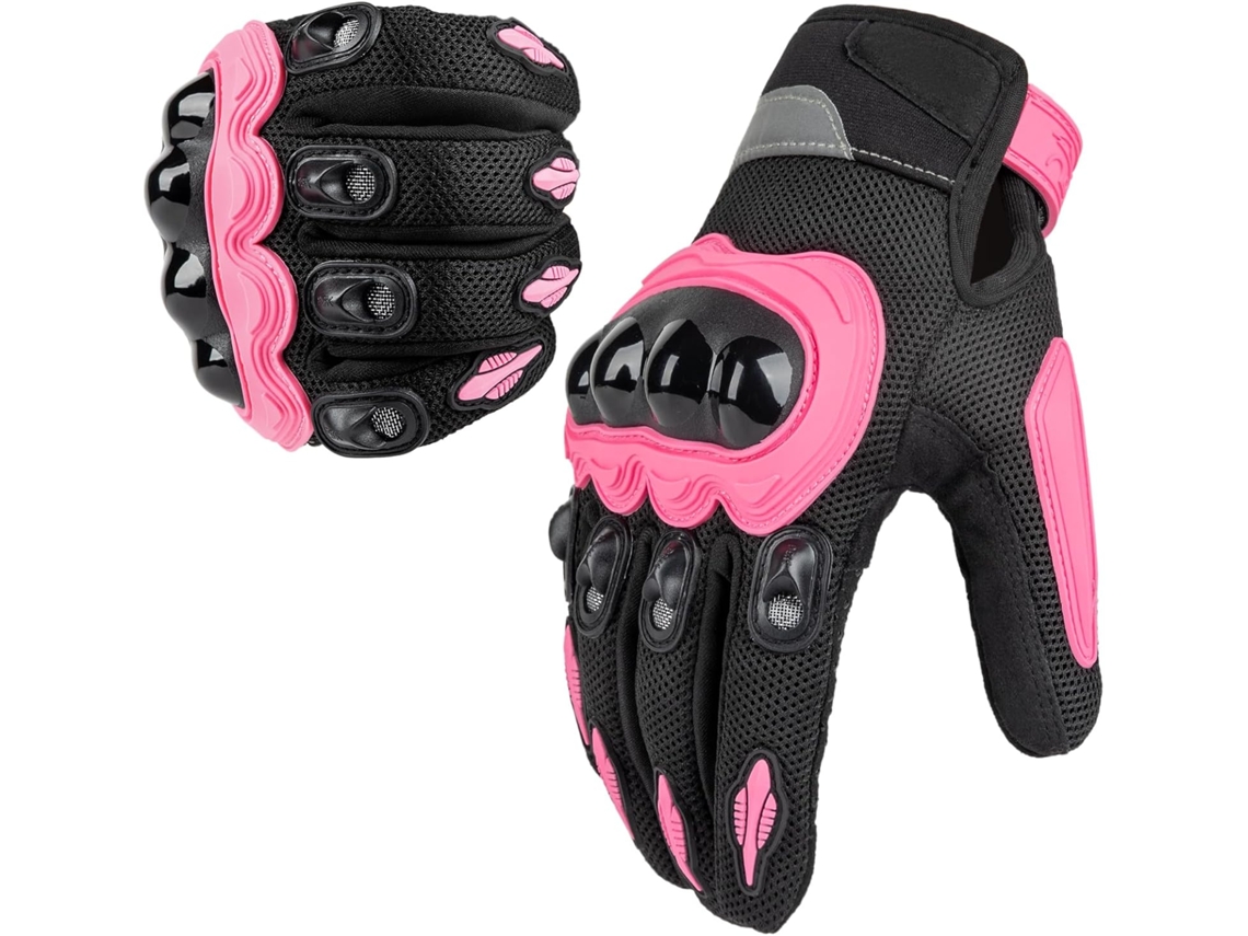 Luvas De Motociclismo Em Malha Respirável, Luvas De Proteção Para Motociclismo Com Tela Sensível Ao Toque Para Homens E Mulheres (rosa)