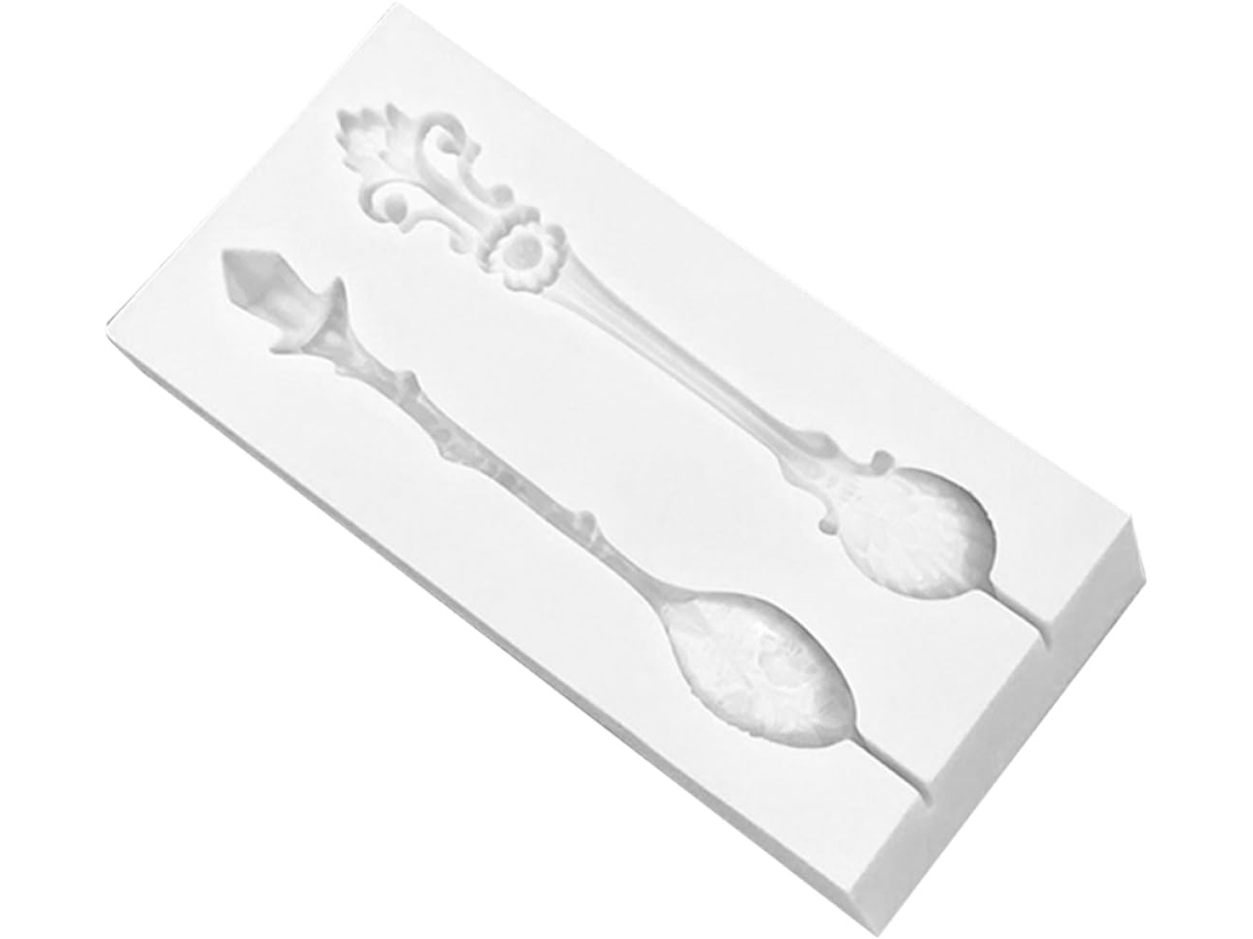 Forma De Silicone Para Chocolate Em Formato De Colher Com Relevo.
