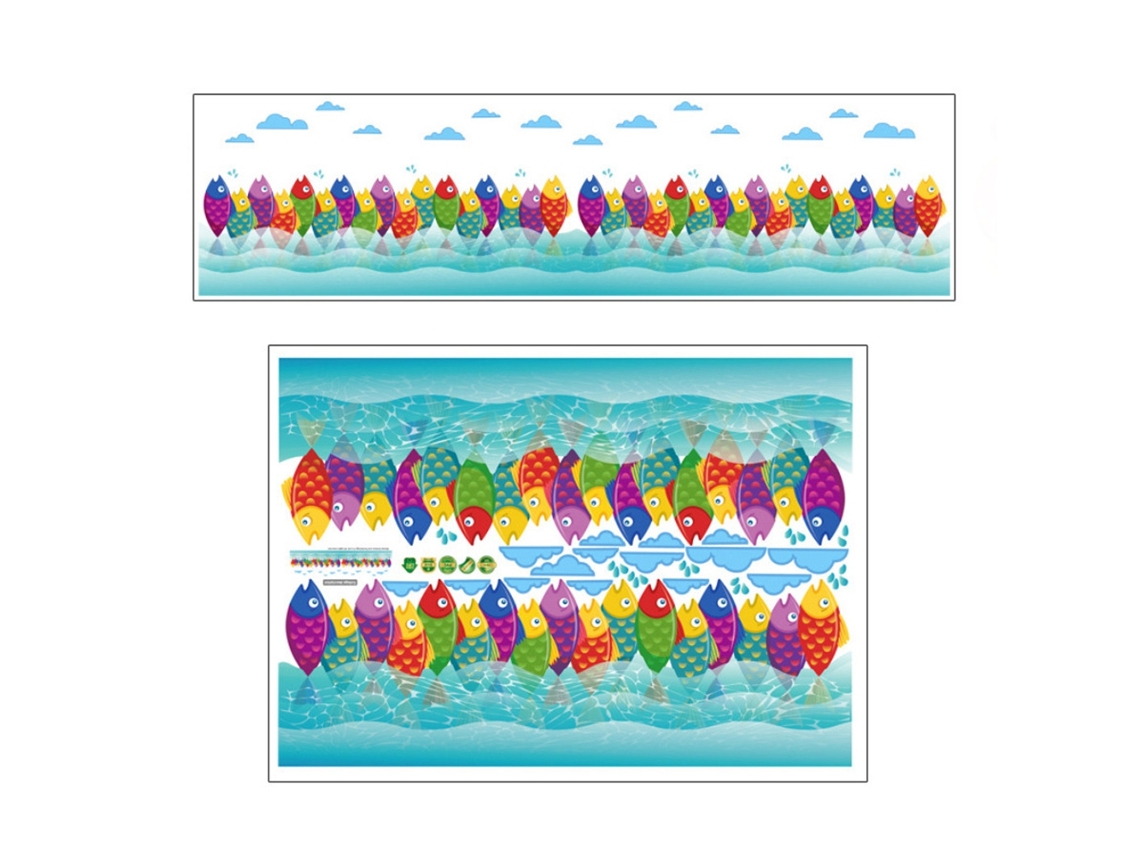 Frisos De Parede Peixes Oceânicos Coloridos Pvc Decorar Quartos Infantis Banheiros