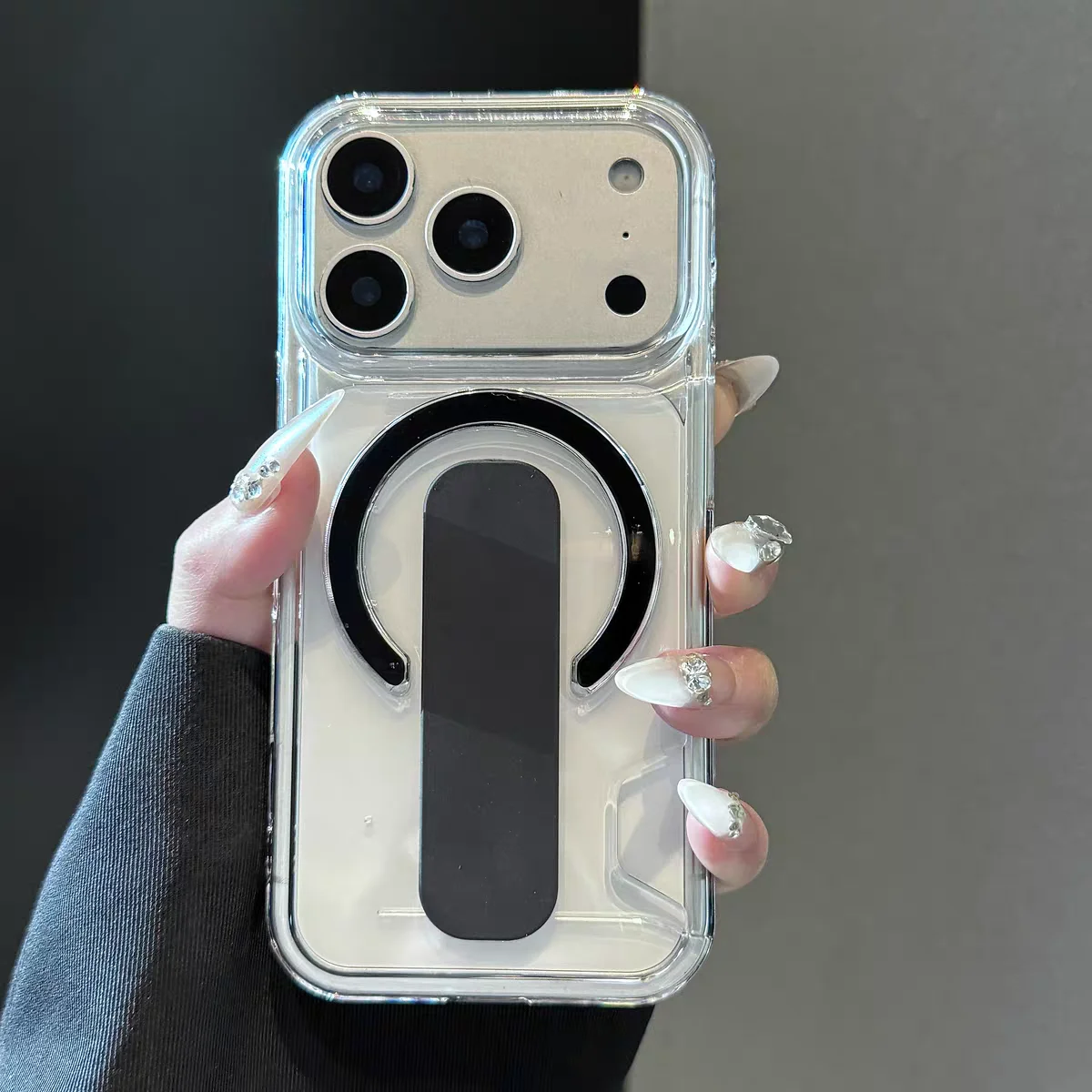 Capa Protetora Magnética (preta Para Iphone 15 Pro Max), Transparente, Resistente A Impactos.