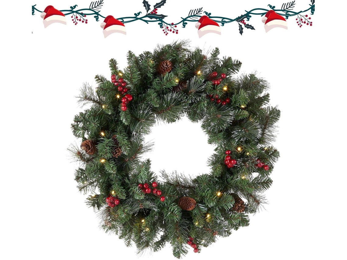 Guirlanda De Natal Artificial De 46 Cm, Alimentada Por Bateria |