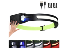 Lanterna de Cabeça Led Recarregável Farol Super Brilhante 6 Modos de Luz Ajustável Farol Grande Angular Farol À Prova D'Água Ipx4 Preto YIZHOOD