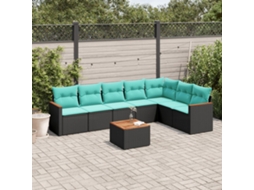 Vidaxl Conjunto De Sofá De Jardim Com 8 Peças E Almofadas Em Rattan Sintético Preto