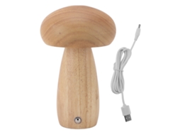 Lâmpada Cogumelo de Madeira Usb Touch Regulável Luz de Mesa de Cabeceira Log Color