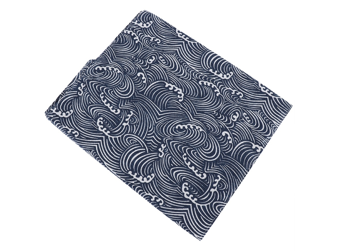 Toalha de mesa de algodão linho azul com franja resistente a rugas 11,8x70,9 polegadas S/MARCA