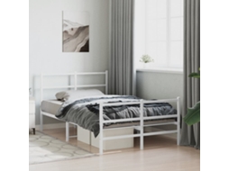 Estrutura De Cama Com Cabeceira E Pés 120x190 Cm Metal Branco