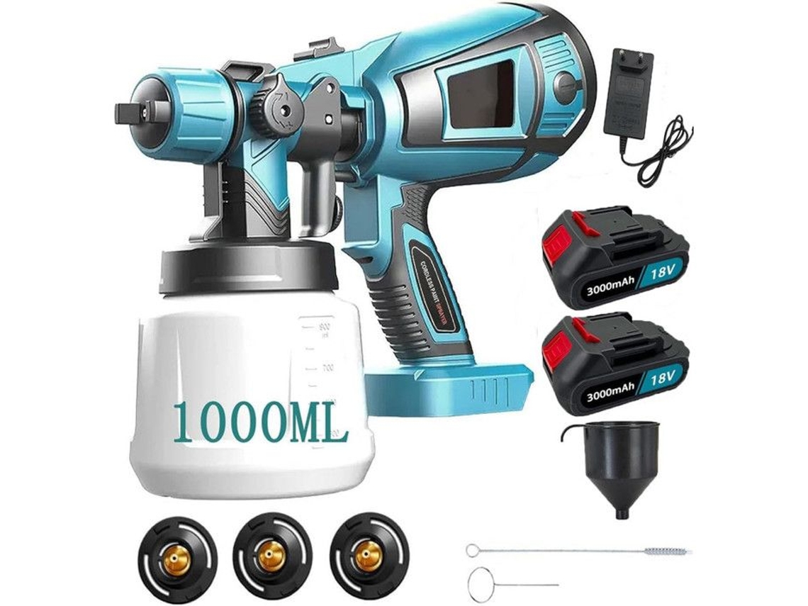 Pistola de Pintura Sem Fio HVLP 550W 1000ml com 2 Baterias Makita 18V S/MARCA
