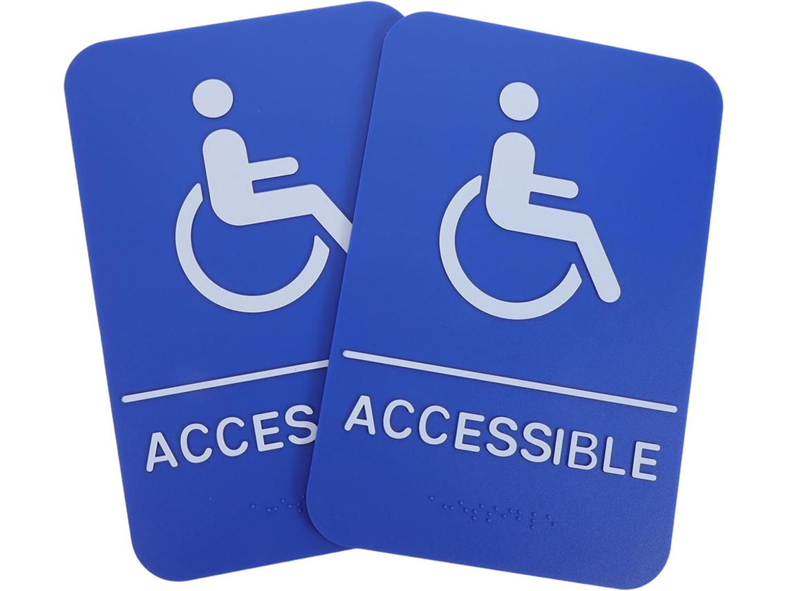 Conjunto de 2 Placas Autoadesivas Alipis Azuis 9x6 Polegadas para Estacionamento Acessível a Cadeirantes, em B