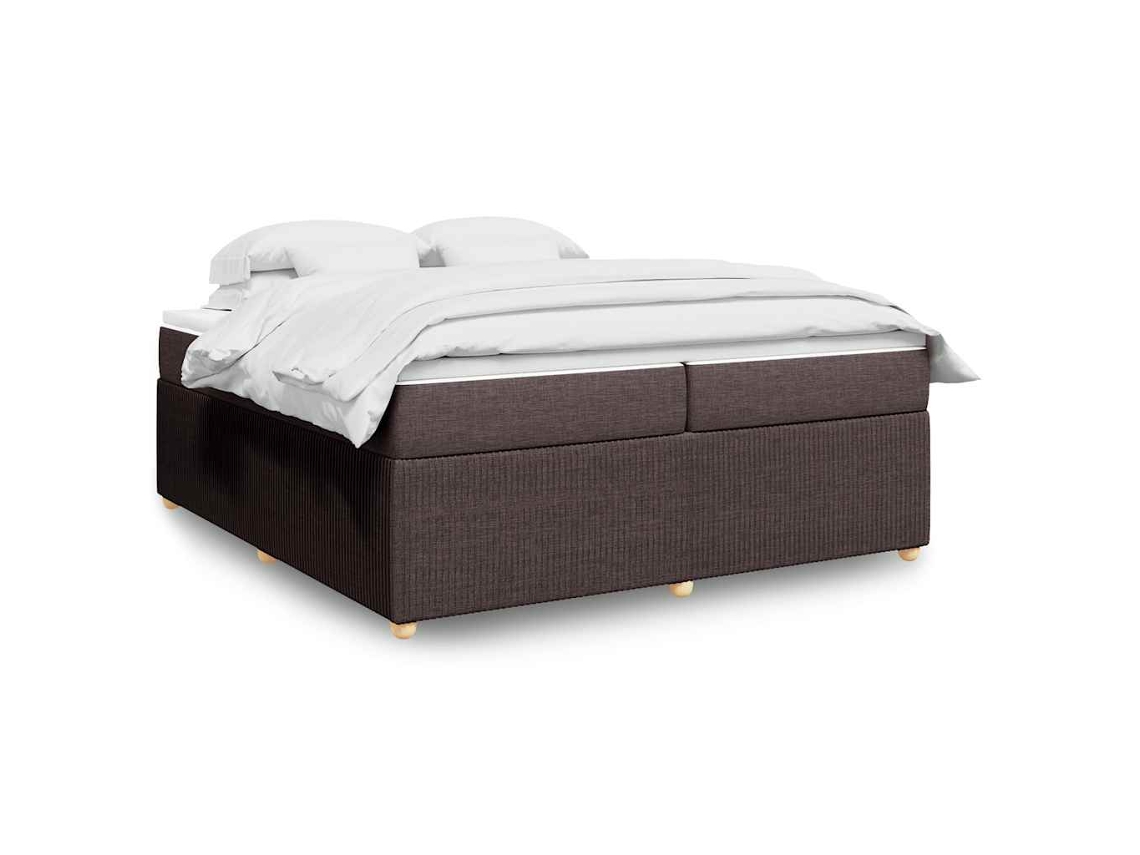 Vidaxl Cama Com Molas/colchão 200x200 Cm Tecido Castanho-escuro